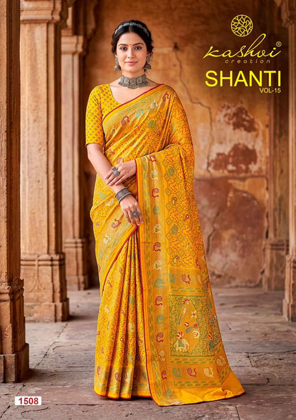Shanti Vol 15 Kashvi Creation Moss Sarees Wholesale Rate