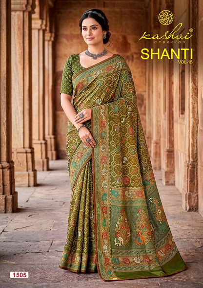 Shanti Vol 15 Kashvi Creation Moss Sarees Wholesale Rate