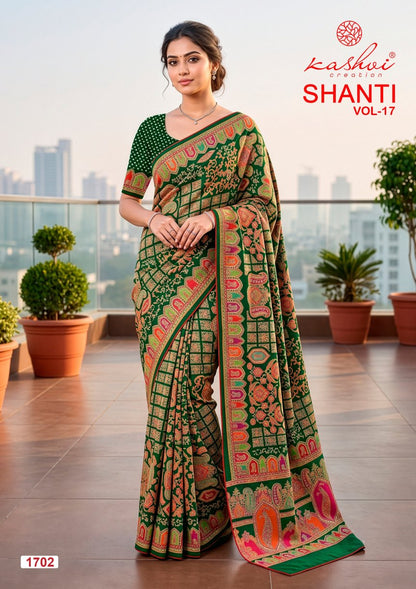 Shanti Vol 17 Kashvi Creation Moss Sarees Supplier Ahmedabad