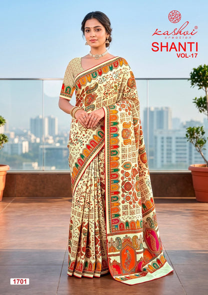 Shanti Vol 17 Kashvi Creation Moss Sarees Supplier Ahmedabad
