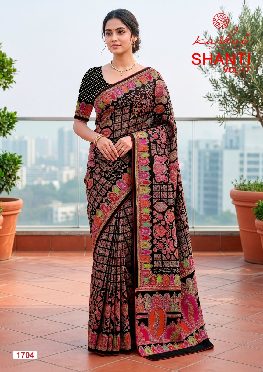 Shanti Vol 17 Kashvi Creation Moss Sarees Supplier Ahmedabad