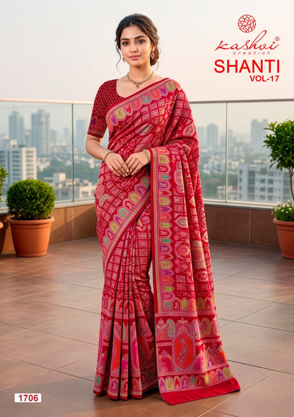 Shanti Vol 17 Kashvi Creation Moss Sarees Supplier Ahmedabad