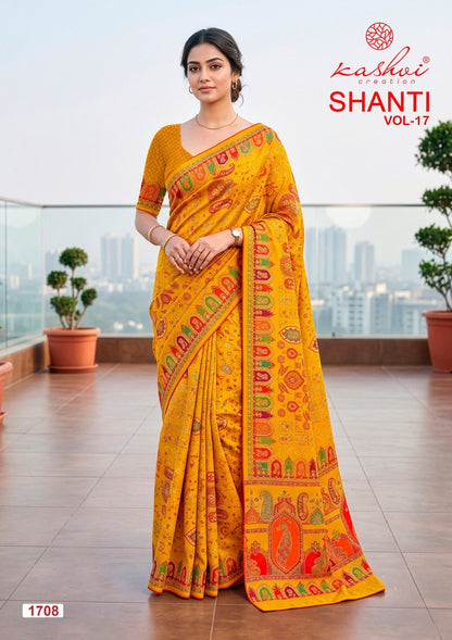Shanti Vol 17 Kashvi Creation Moss Sarees Supplier Ahmedabad