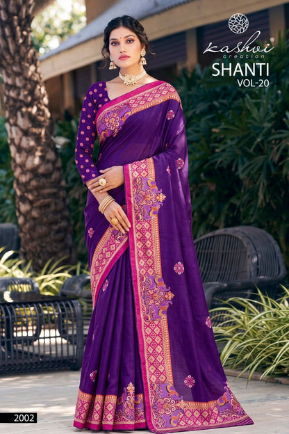 Shanti Vol 20 Kashvi Creation Moss Sarees Wholesaler Ahmedabad