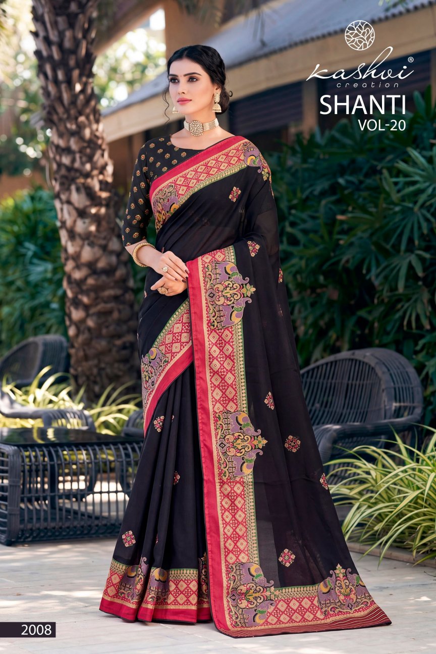 Shanti Vol 20 Kashvi Creation Moss Sarees Wholesaler Ahmedabad