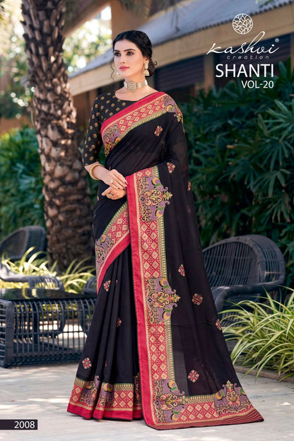 Shanti Vol 20 Kashvi Creation Moss Sarees Wholesaler Ahmedabad