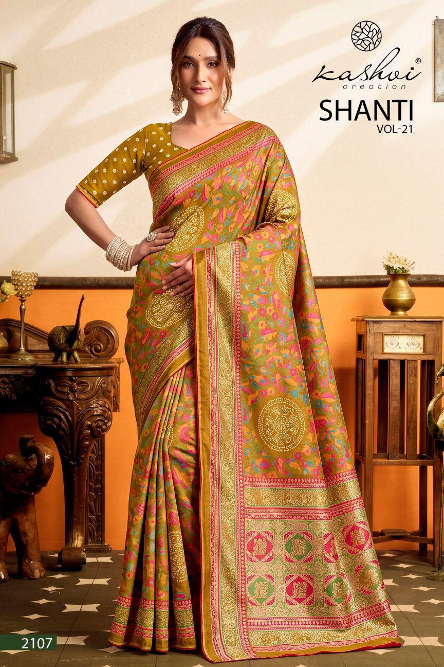 Shanti Vol 21 Kashvi Creation Moss Sarees Manufacturer Ahmedabad