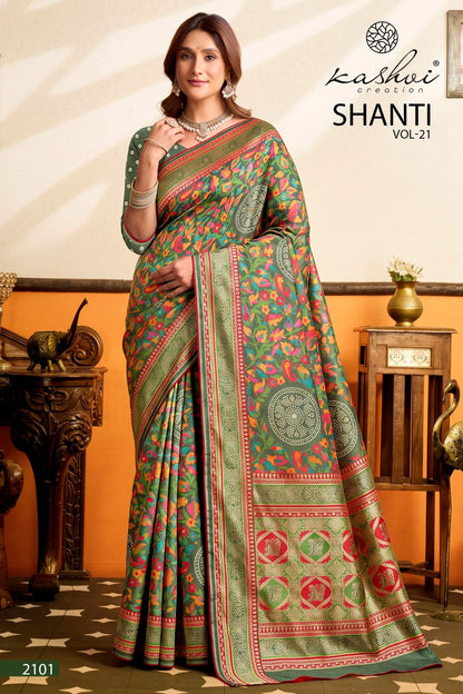 Shanti Vol 21 Kashvi Creation Moss Sarees Manufacturer Ahmedabad