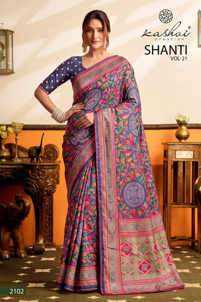 Shanti Vol 21 Kashvi Creation Moss Sarees Manufacturer Ahmedabad