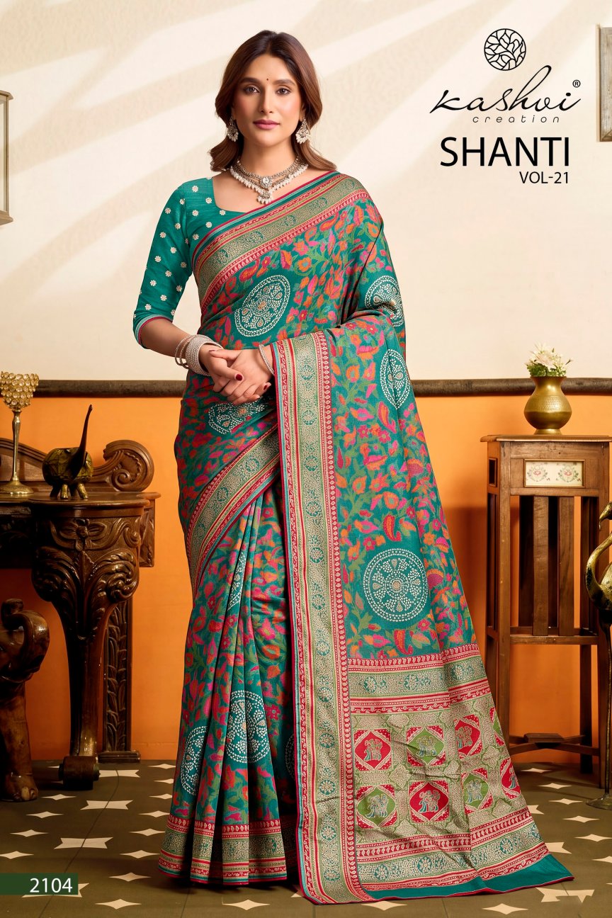 Shanti Vol 21 Kashvi Creation Moss Sarees Manufacturer Ahmedabad