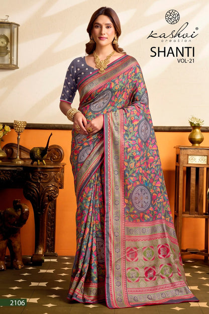 Shanti Vol 21 Kashvi Creation Moss Sarees Manufacturer Ahmedabad