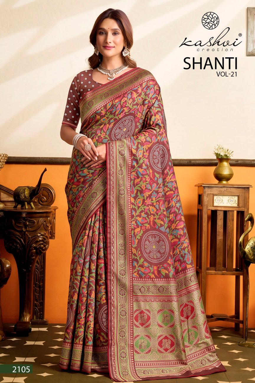 Shanti Vol 21 Kashvi Creation Moss Sarees Manufacturer Ahmedabad