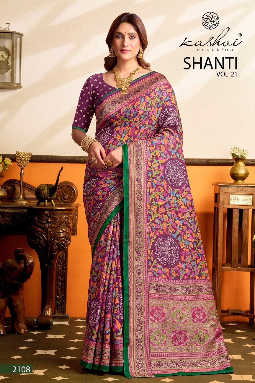 Shanti Vol 21 Kashvi Creation Moss Sarees Manufacturer Ahmedabad