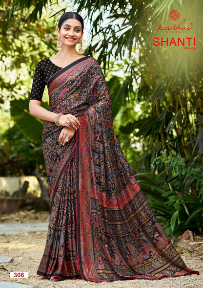 Shanti Vol 3 Kashvi Creation Moss Sarees Wholesaler Gujarat