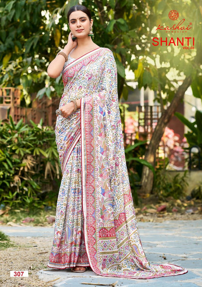 Shanti Vol 3 Kashvi Creation Moss Sarees Wholesaler Gujarat