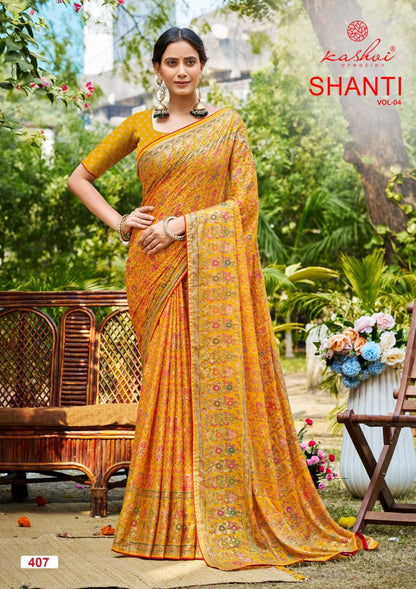Shanti Vol 4 Kashvi Creation Moss Foil Sarees Manufacturer Ahmedabad