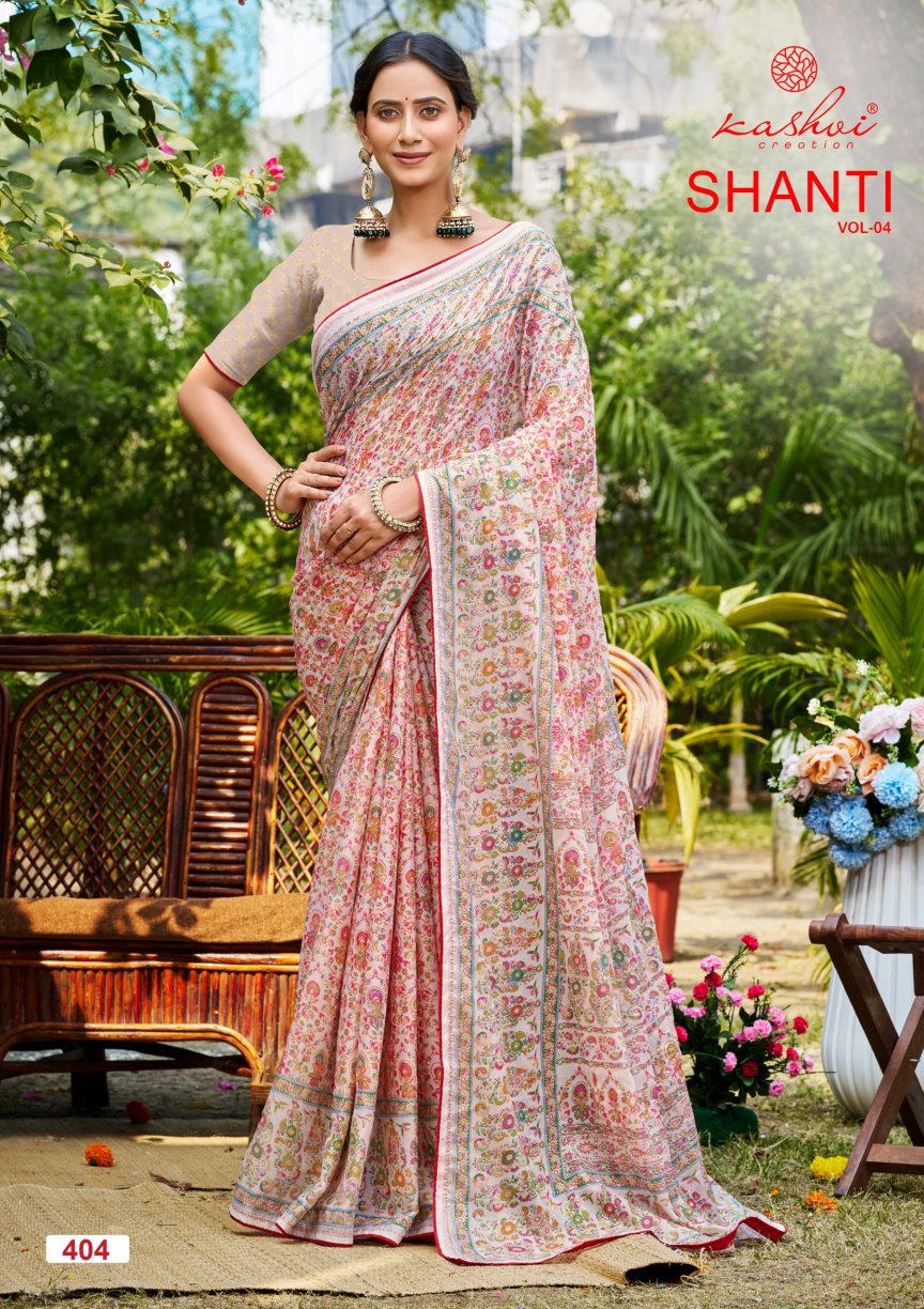 Shanti Vol 4 Kashvi Creation Moss Foil Sarees Manufacturer Ahmedabad