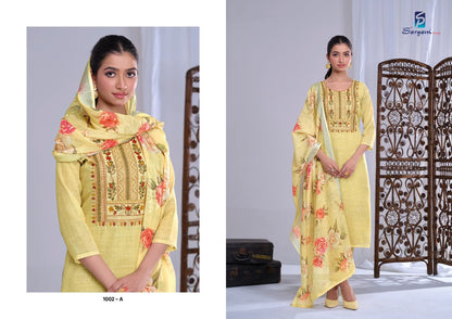 Shararat Sargam Prints Lilen Pant Style Suits Supplier Ahmedabad