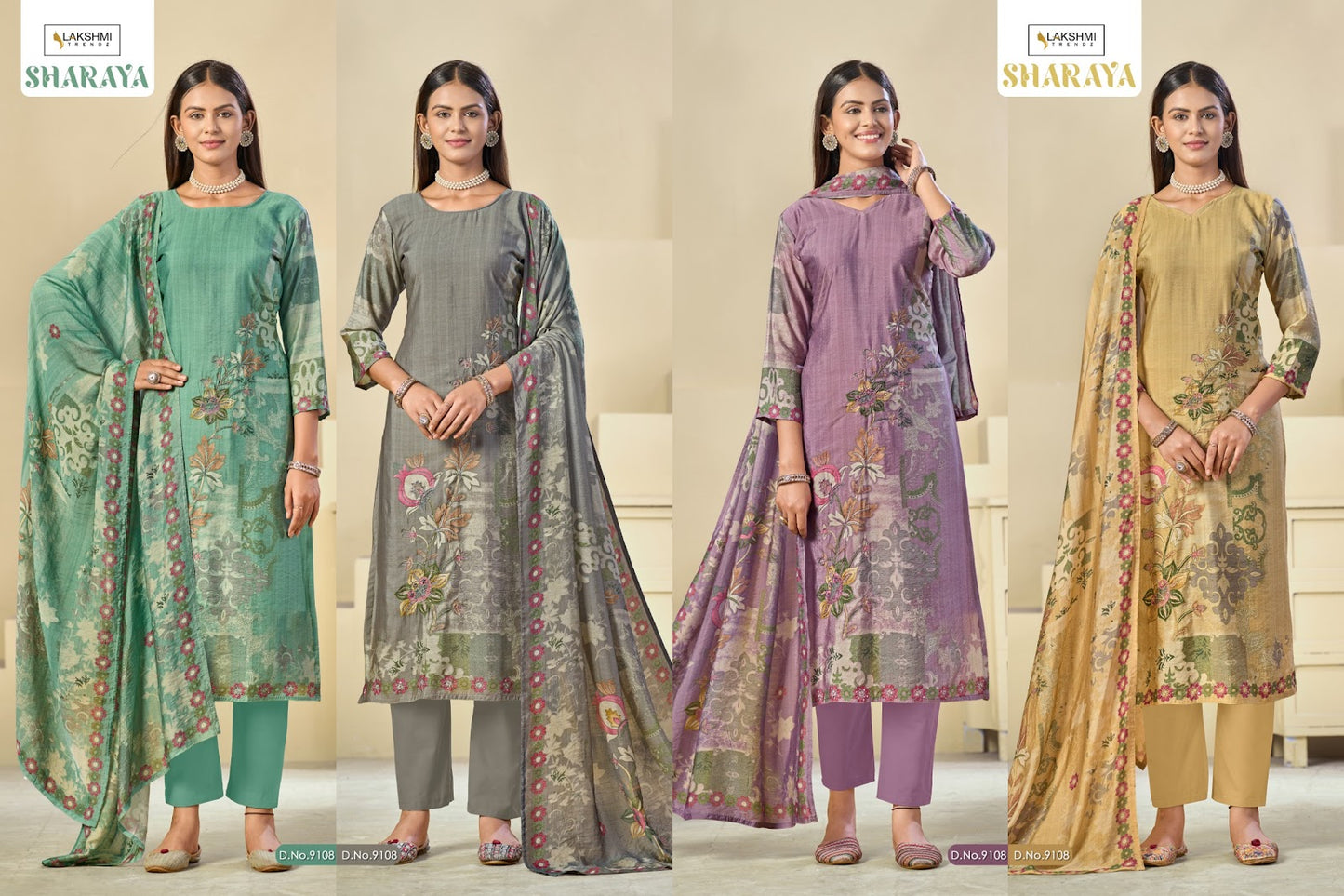 Sharaya 9108 Lakshmi Trendz Viscose Muslin Pant Style Suits Supplier Ahmedabad