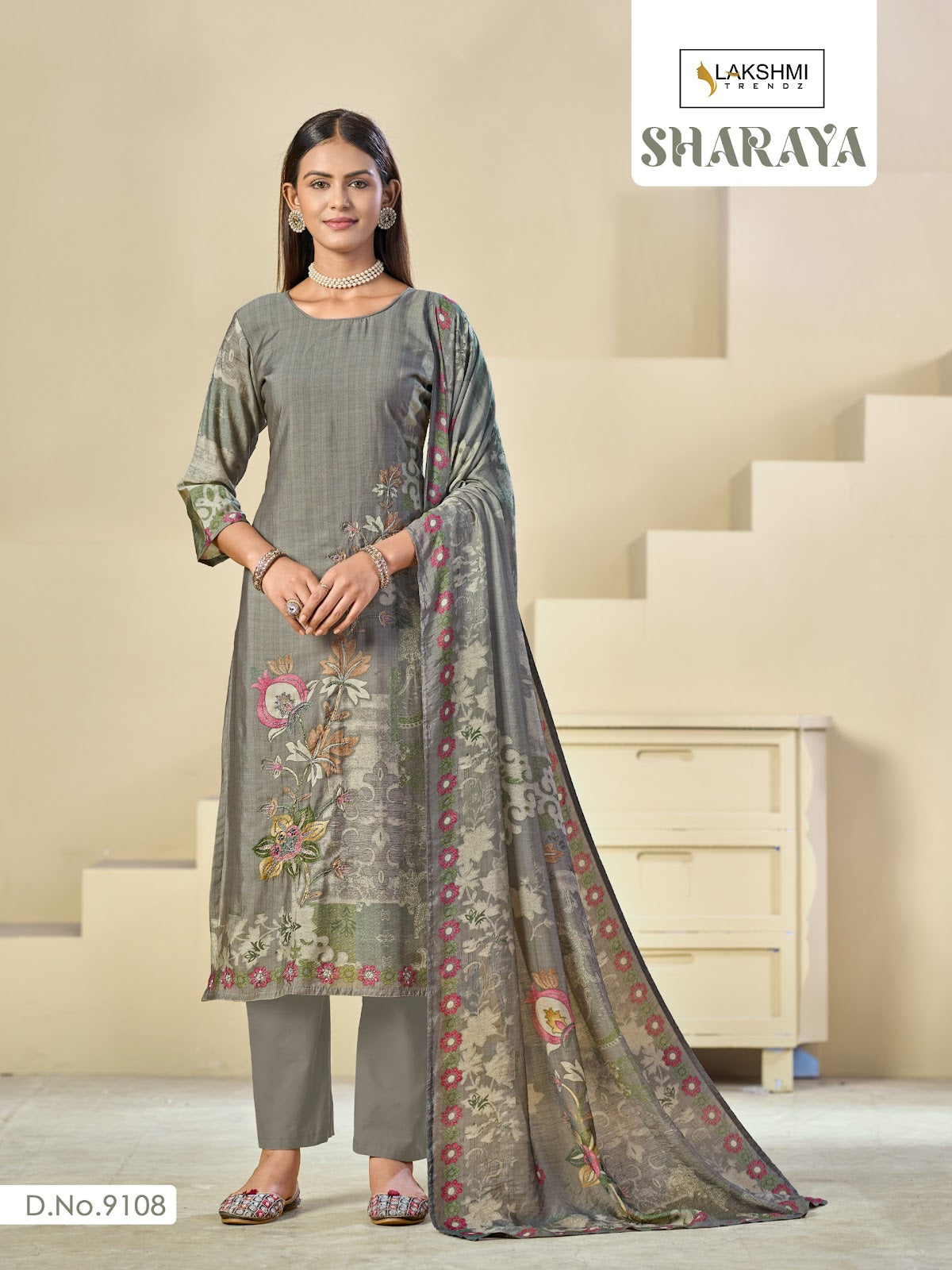 Sharaya 9108 Lakshmi Trendz Viscose Muslin Pant Style Suits Supplier Ahmedabad