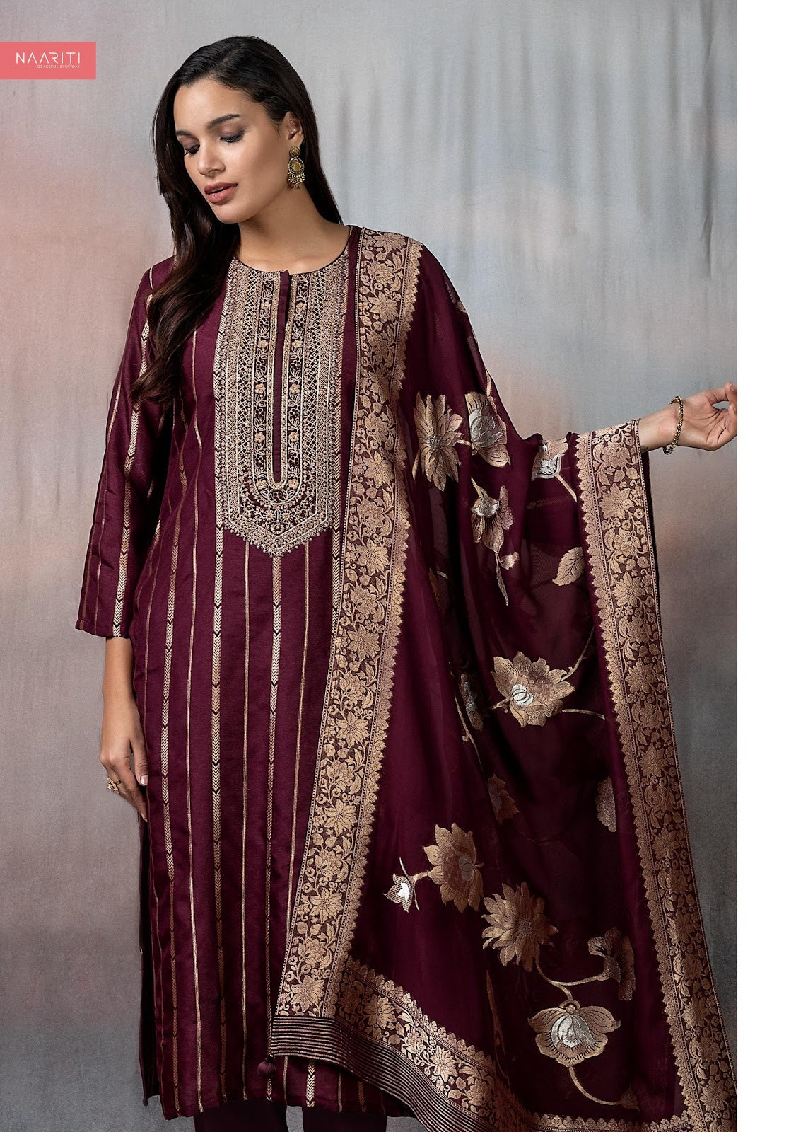 Sharaya Naariti Silk Jacquard Pant Style Suits Wholesale Price