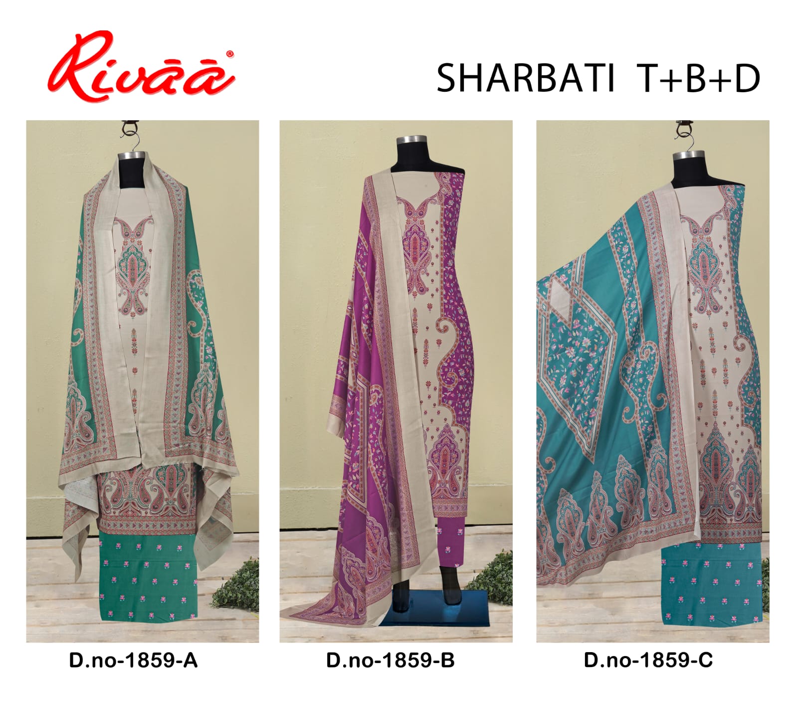 Sharbati Skd 1859 Rivaa Pashmina Suits Exporter Ahmedabad