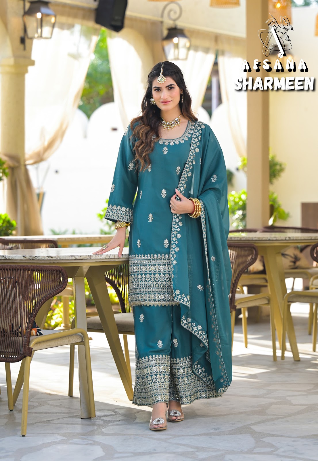 Sharmeen 2 Afsana Georgette Readymade Plazzo Style Suits Exporter Ahmedabad