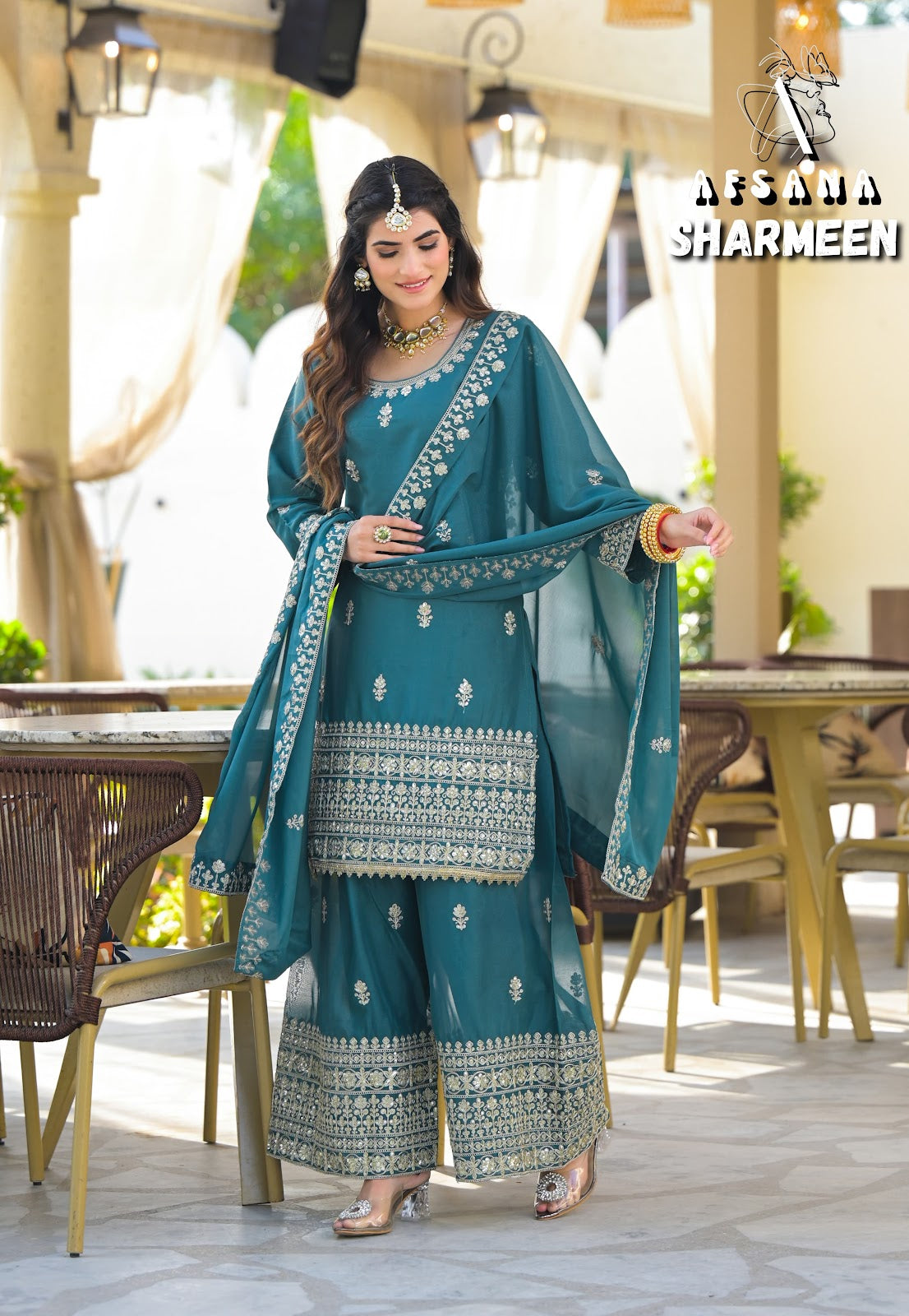 Sharmeen 2 Afsana Georgette Readymade Plazzo Style Suits Exporter Ahmedabad
