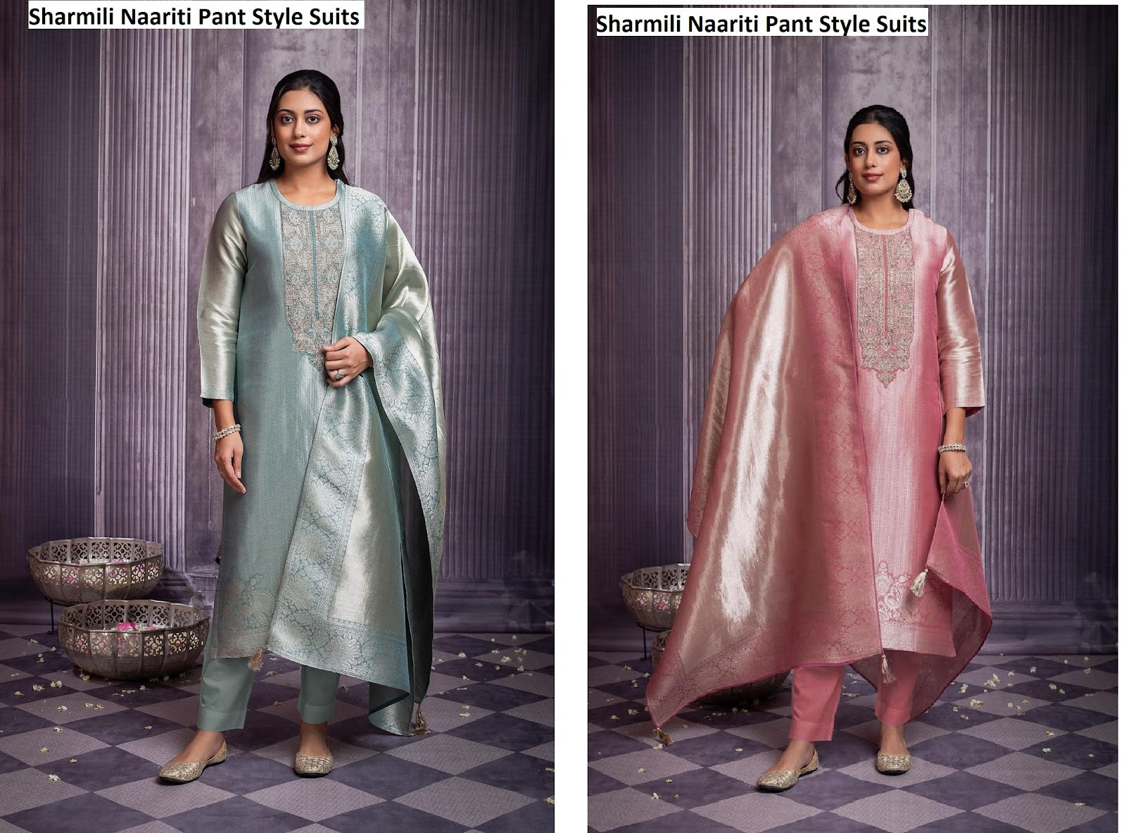 Sharmili Naariti Pure Silk Pant Style Suits Exporter Ahmedabad