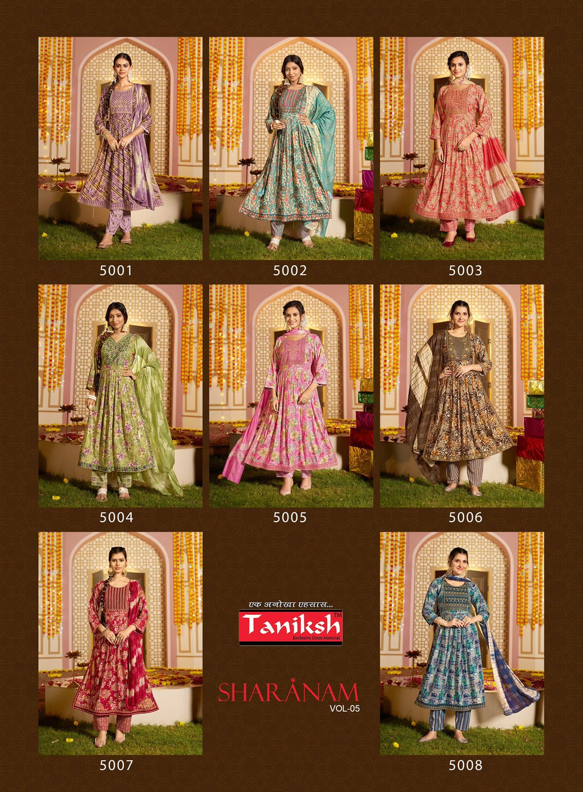 Sharnam Vol 5 Nayra Cut Taniksh Rayon Foil Readymade Pant Style Suits Wholesale Rate