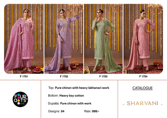 Sharvani Four Dots Chinon Pant Style Suits Manufacturer Ahmedabad