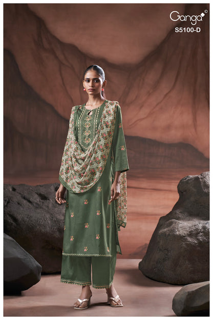 Sharvari S5100 Ganga Cotton Satin Plazzo Style Suits Exporter Gujarat