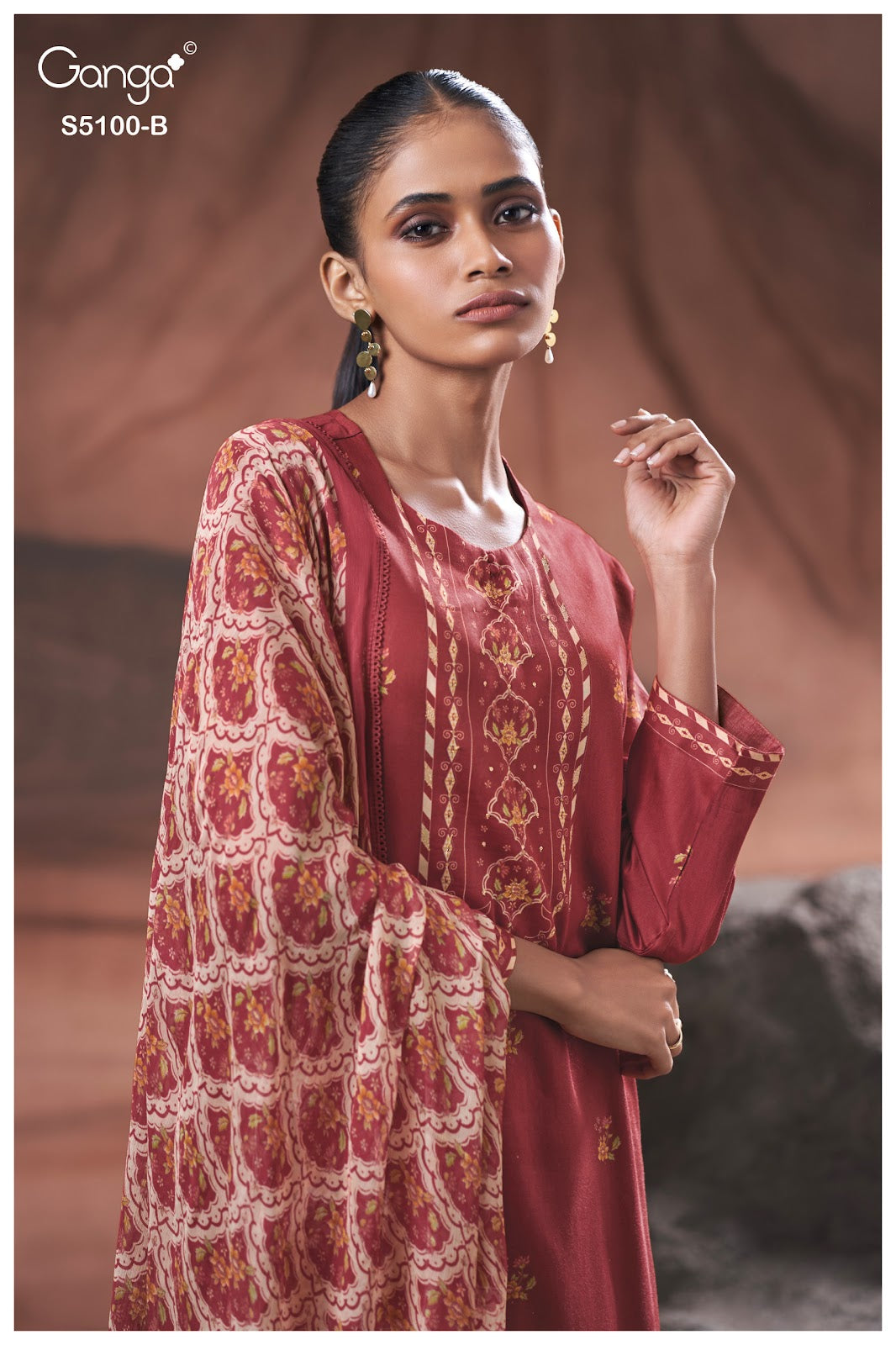 Sharvari S5100 Ganga Cotton Satin Plazzo Style Suits Exporter Gujarat
