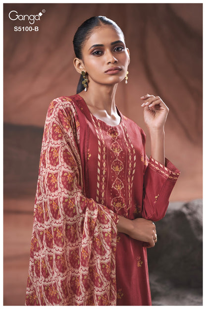 Sharvari S5100 Ganga Cotton Satin Plazzo Style Suits Exporter Gujarat