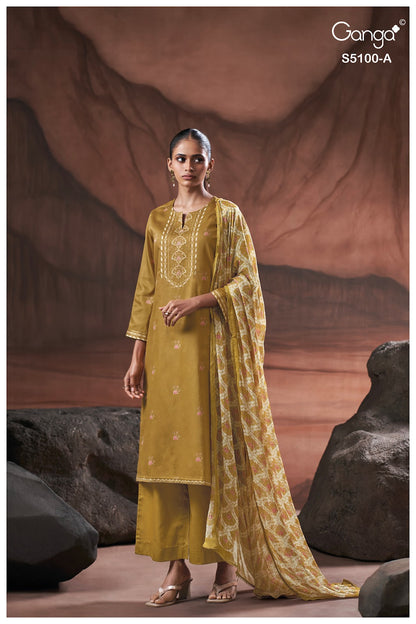 Sharvari S5100 Ganga Cotton Satin Plazzo Style Suits Exporter Gujarat