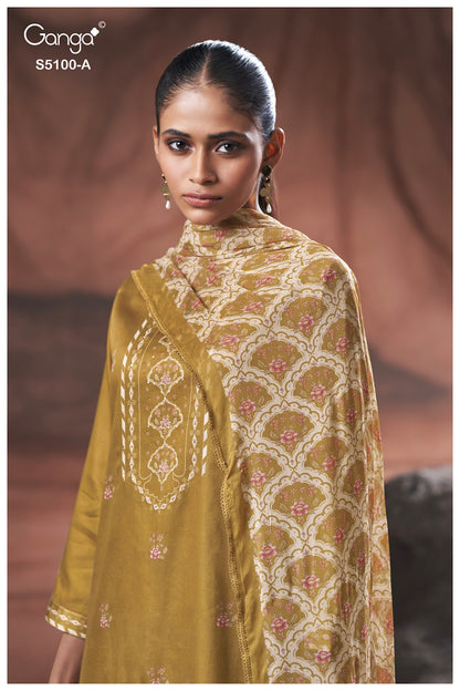 Sharvari S5100 Ganga Cotton Satin Plazzo Style Suits Exporter Gujarat