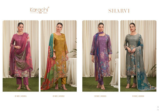 Sharvi Karachi Prints Shimmer Digital Print Salwar Suits Manufacturer India