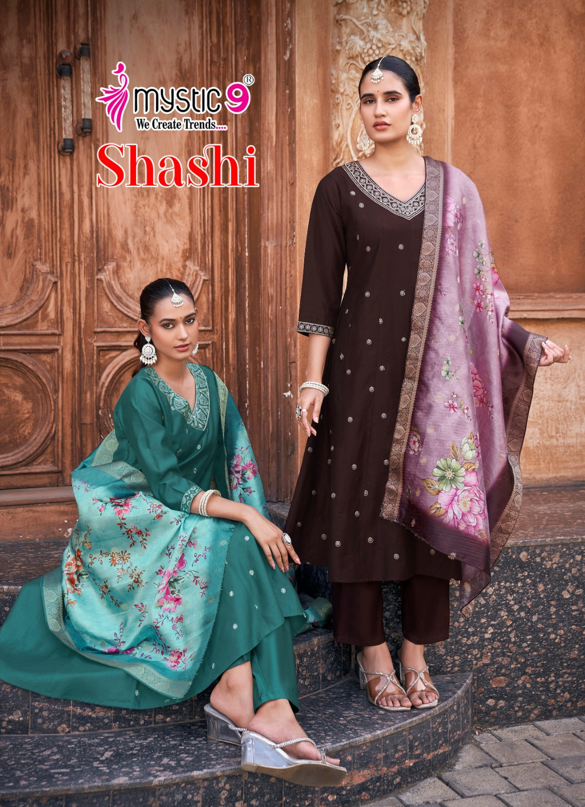 Shashi Vol 1 Mystic 9 Gadwal Readymade Anarkali Suits Exporter Ahmedabad