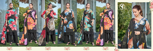 Shaukeen Black Sweety Fashion Muslin Pant Style Suits Exporter India