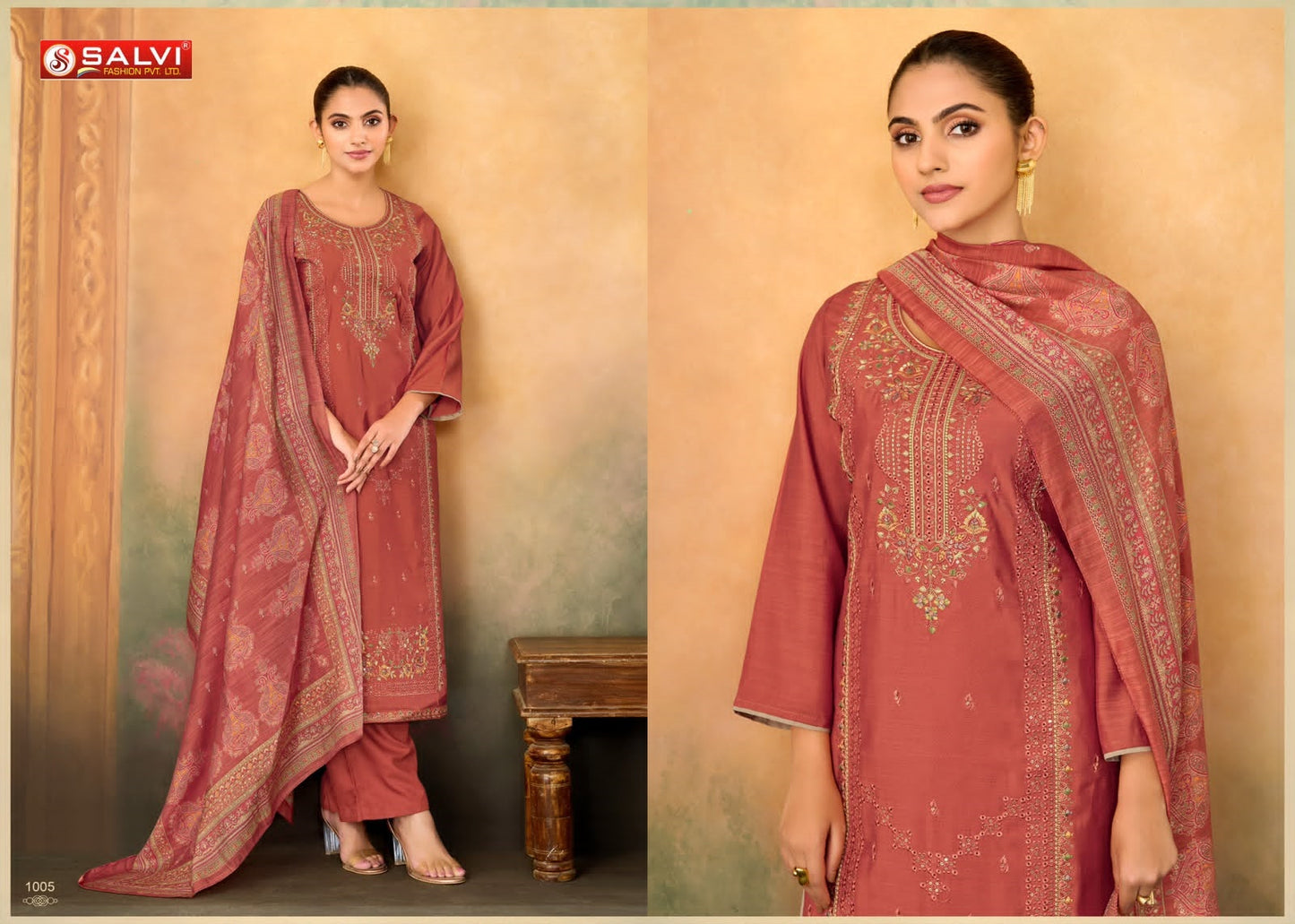 Shaurvi Salvi Fashion Vintage Silk Pant Style Suits Wholesale Rate