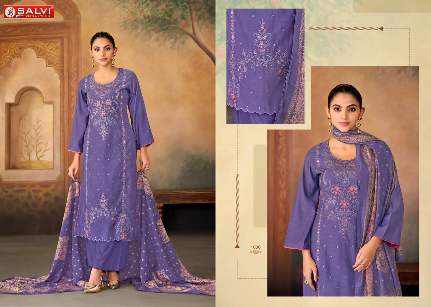 Shaurvi Salvi Fashion Vintage Silk Pant Style Suits Wholesale Rate