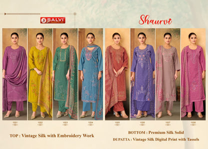 Shaurvi Salvi Fashion Vintage Silk Pant Style Suits Wholesale Rate