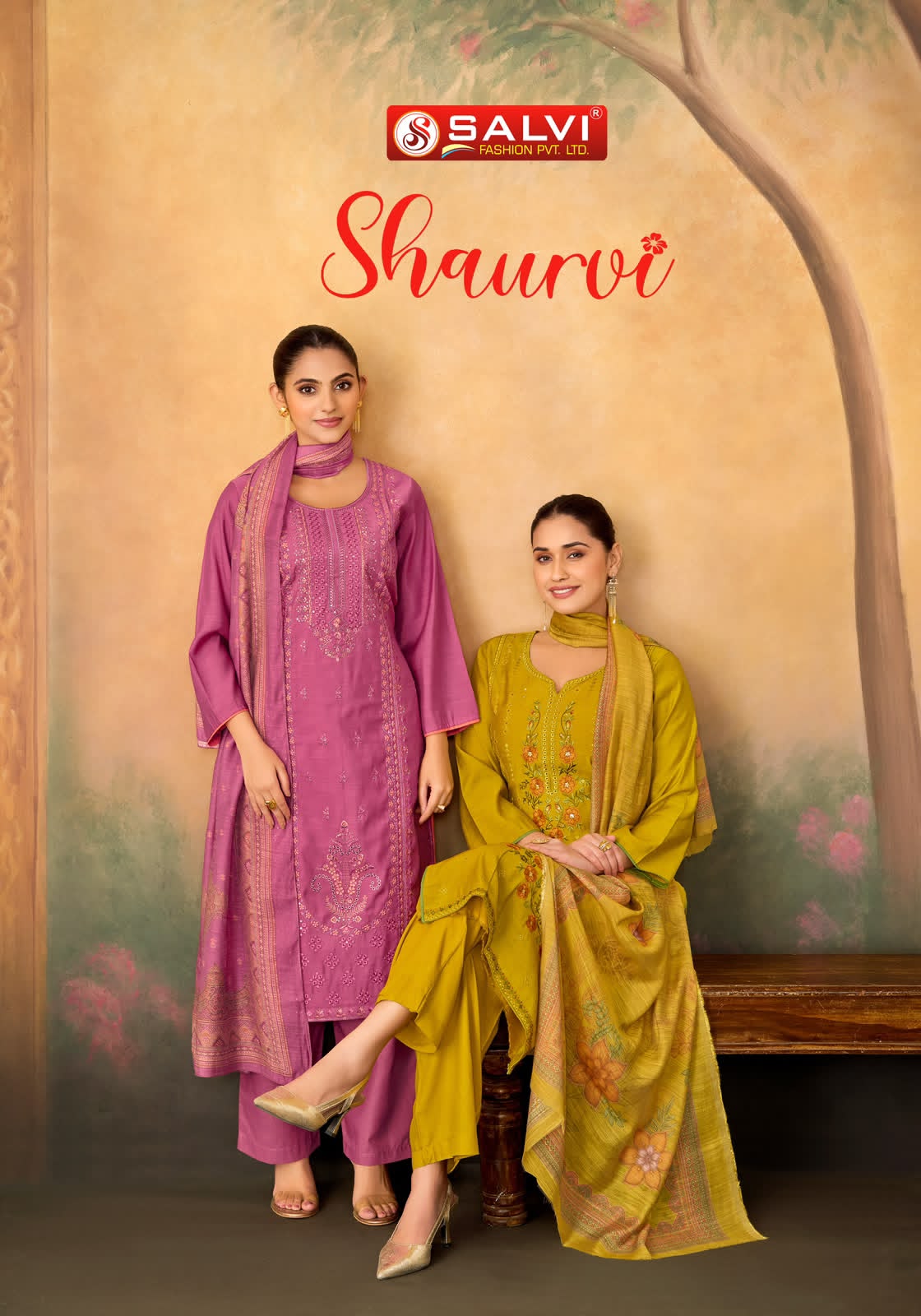 Shaurvi Salvi Fashion Vintage Silk Pant Style Suits Wholesale Rate