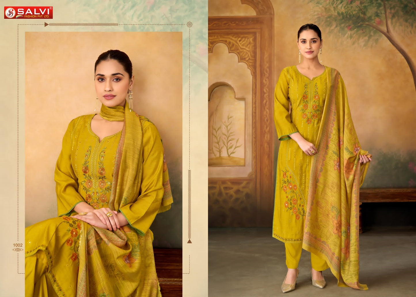 Shaurvi Salvi Fashion Vintage Silk Pant Style Suits Wholesale Rate