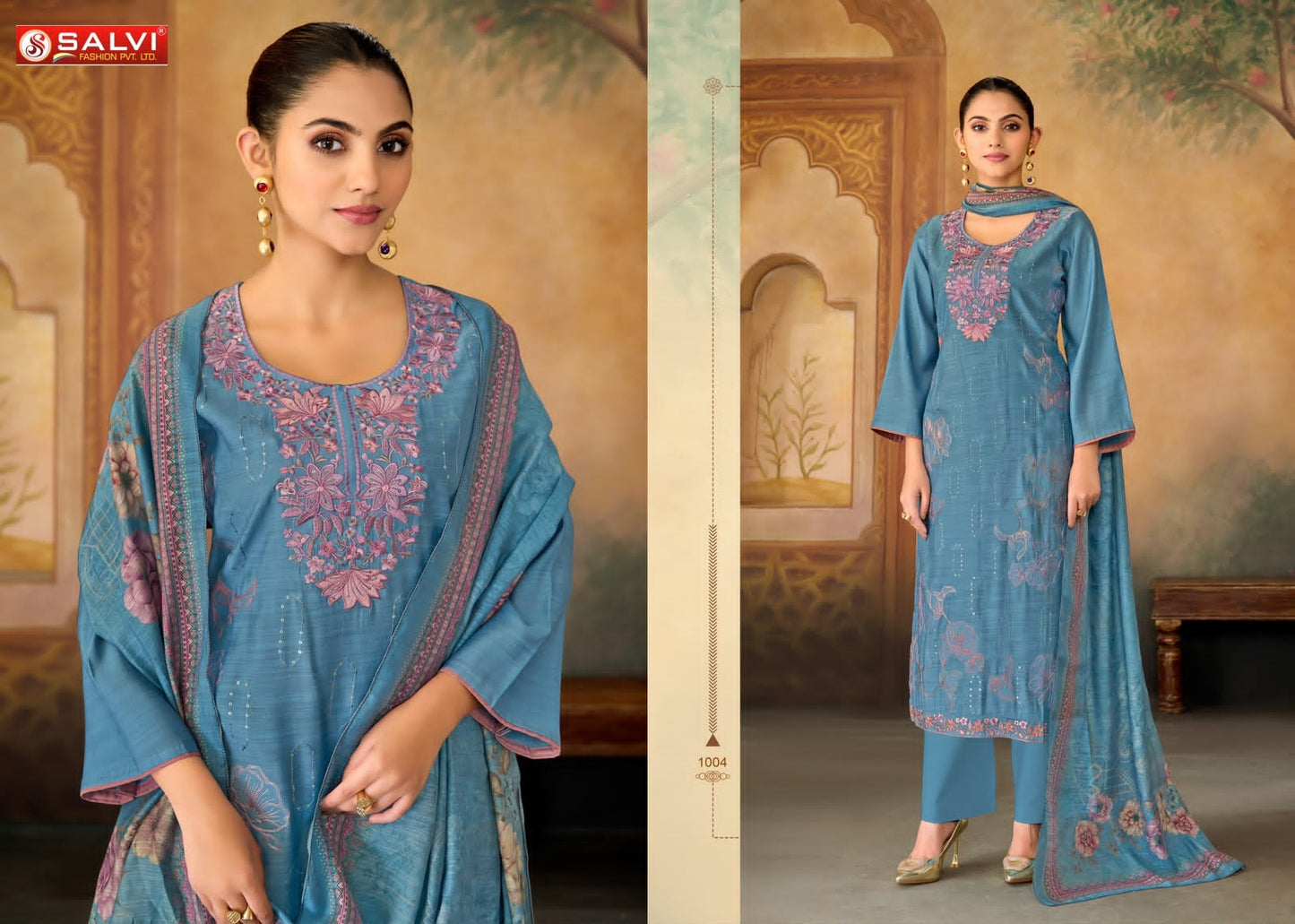 Shaurvi Salvi Fashion Vintage Silk Pant Style Suits Wholesale Rate