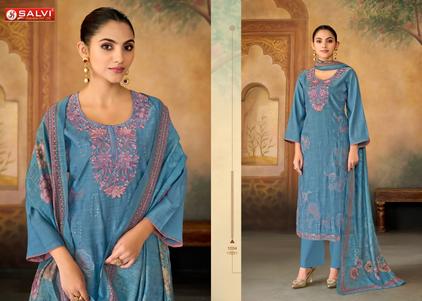 Shaurvi Salvi Fashion Vintage Silk Pant Style Suits Wholesale Rate