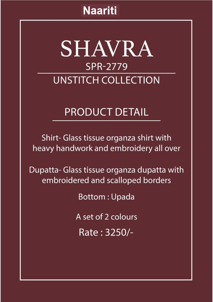 Shavra 2779 Naariti Tissue Organza Pant Style Suits Wholesaler Ahmedabad