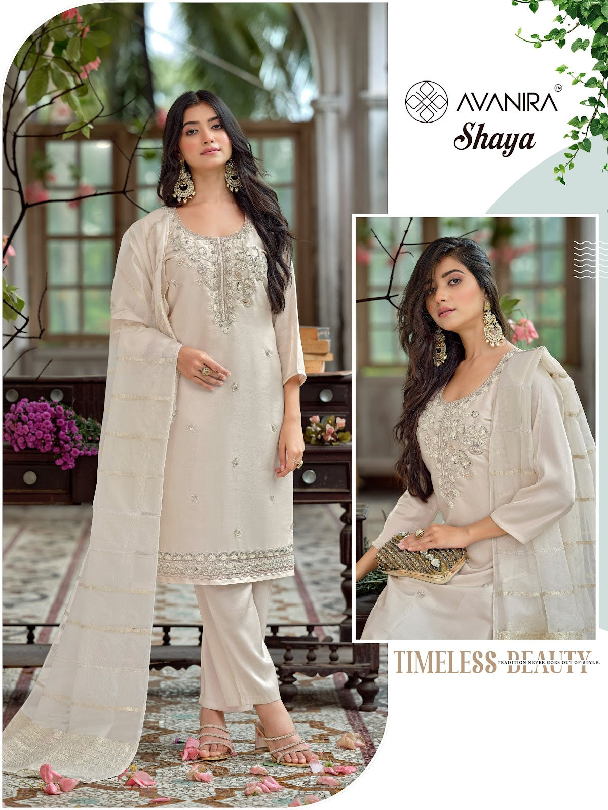 Shaya Avanira Roman Silk Readymade Pant Style Suits Wholesaler Ahmedabad