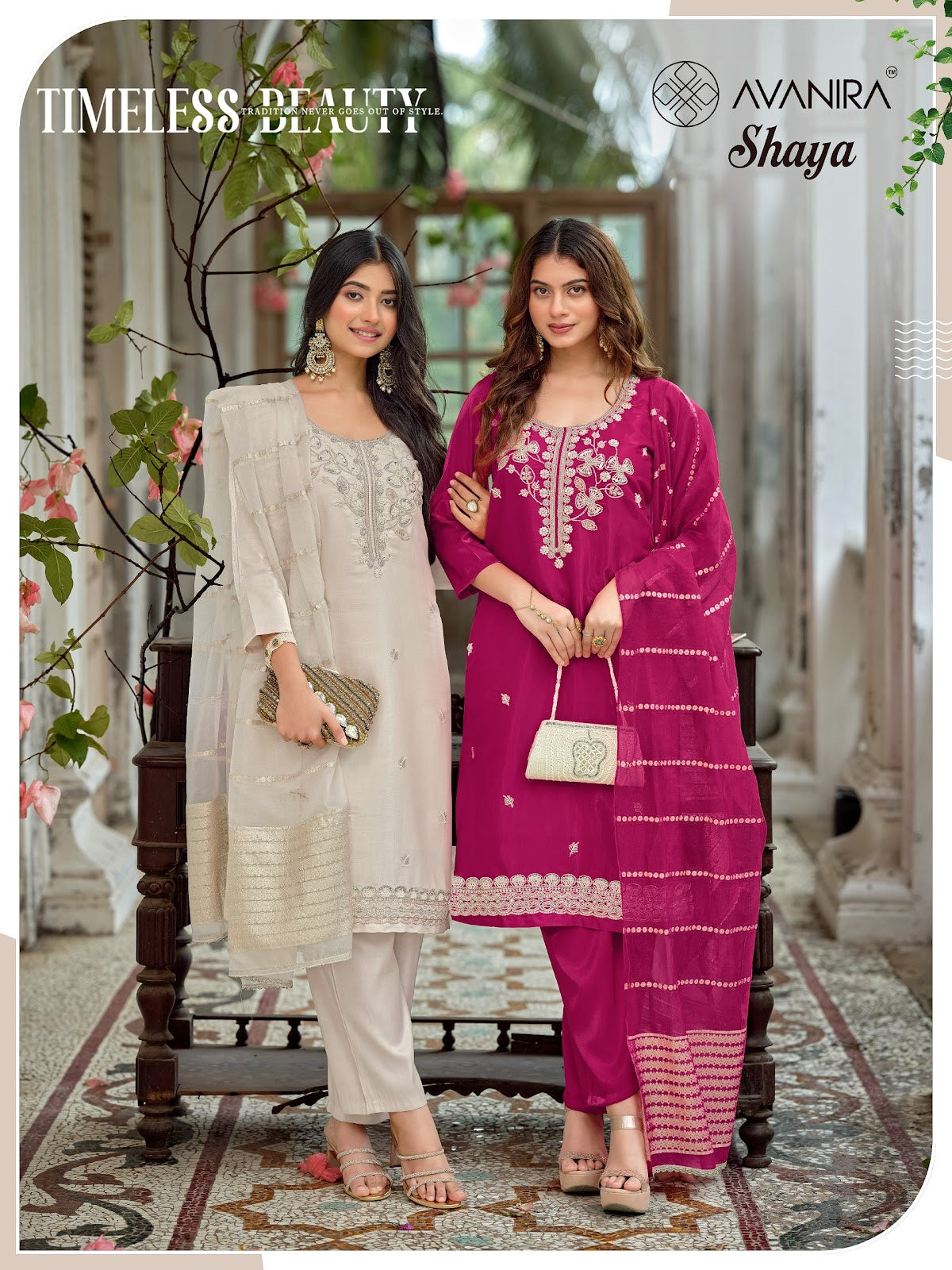 Shaya Avanira Roman Silk Readymade Pant Style Suits Wholesaler Ahmedabad