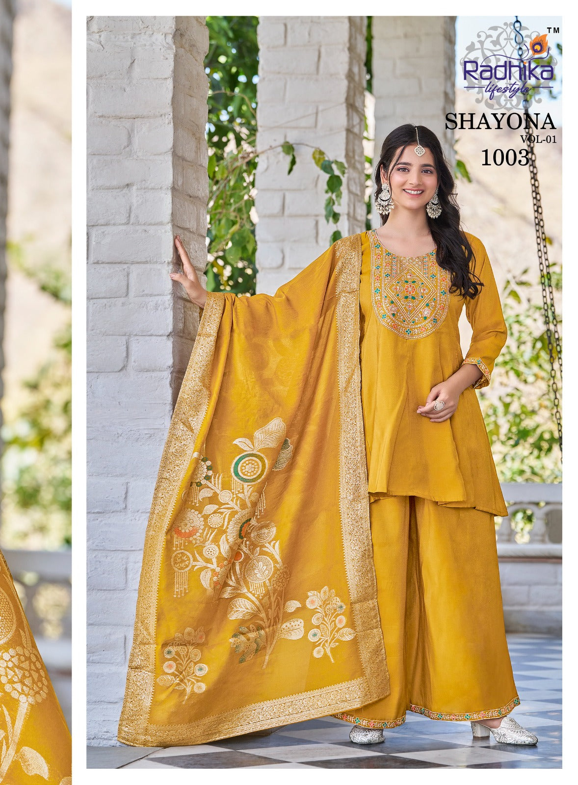 Shayona Vol 1 Radhika Lifestyle Simmer Readymade Plazzo Style Suits Exporter Gujarat